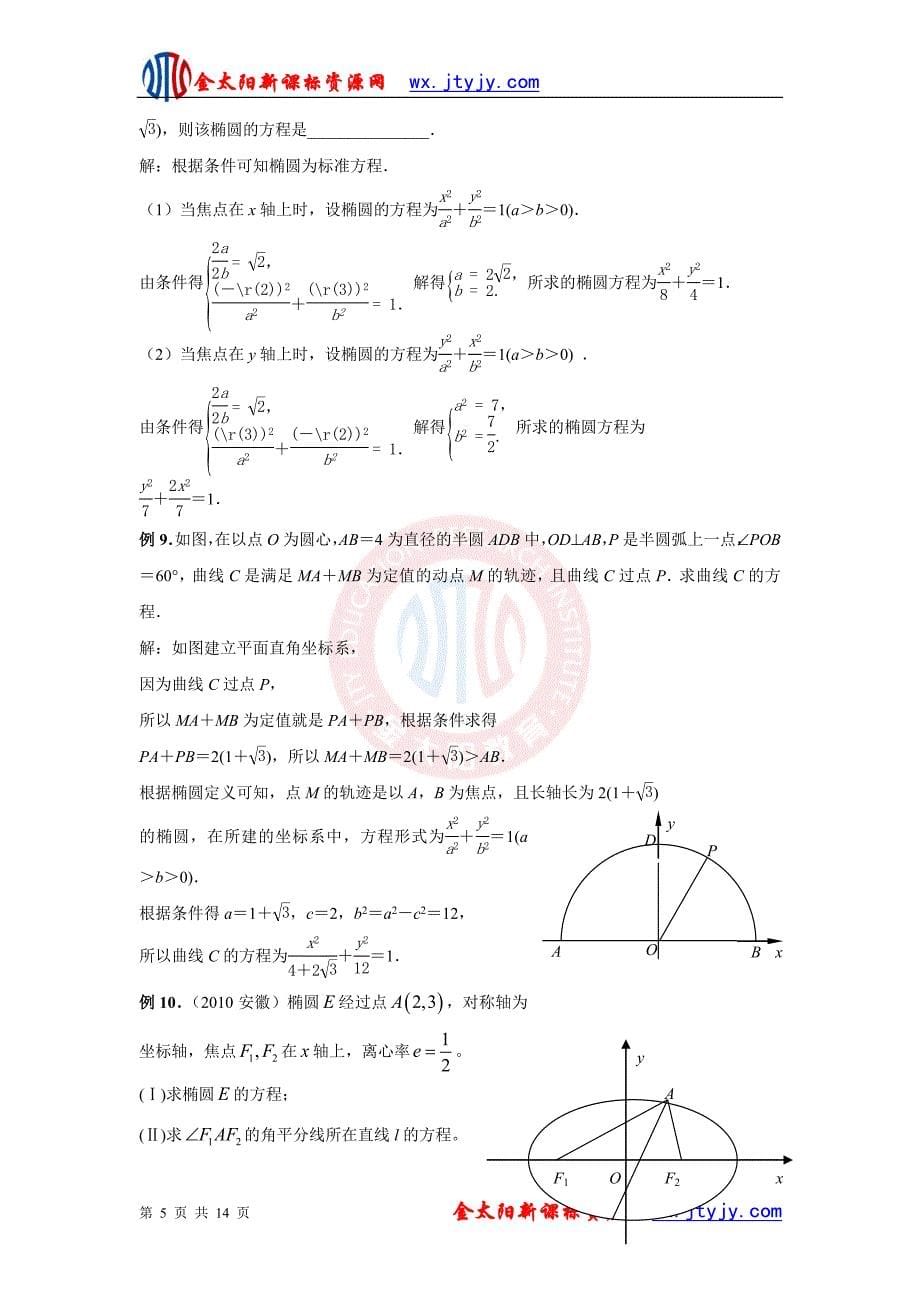 2011届南京市高三数学二轮复习专题讲座9----解析几何复习建议_第5页