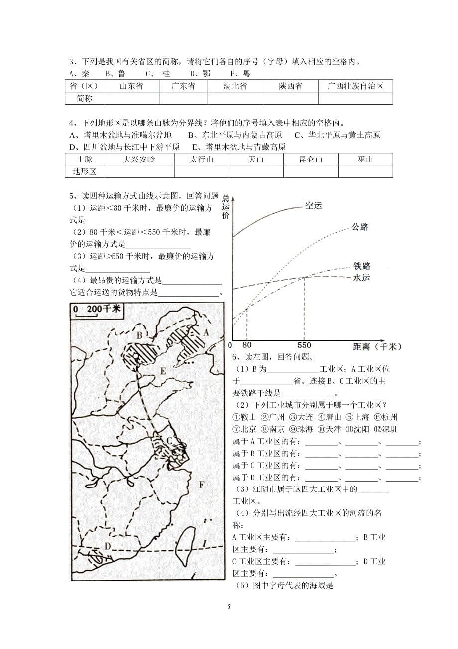 江阴市初中地理结业考试模拟试卷_第5页