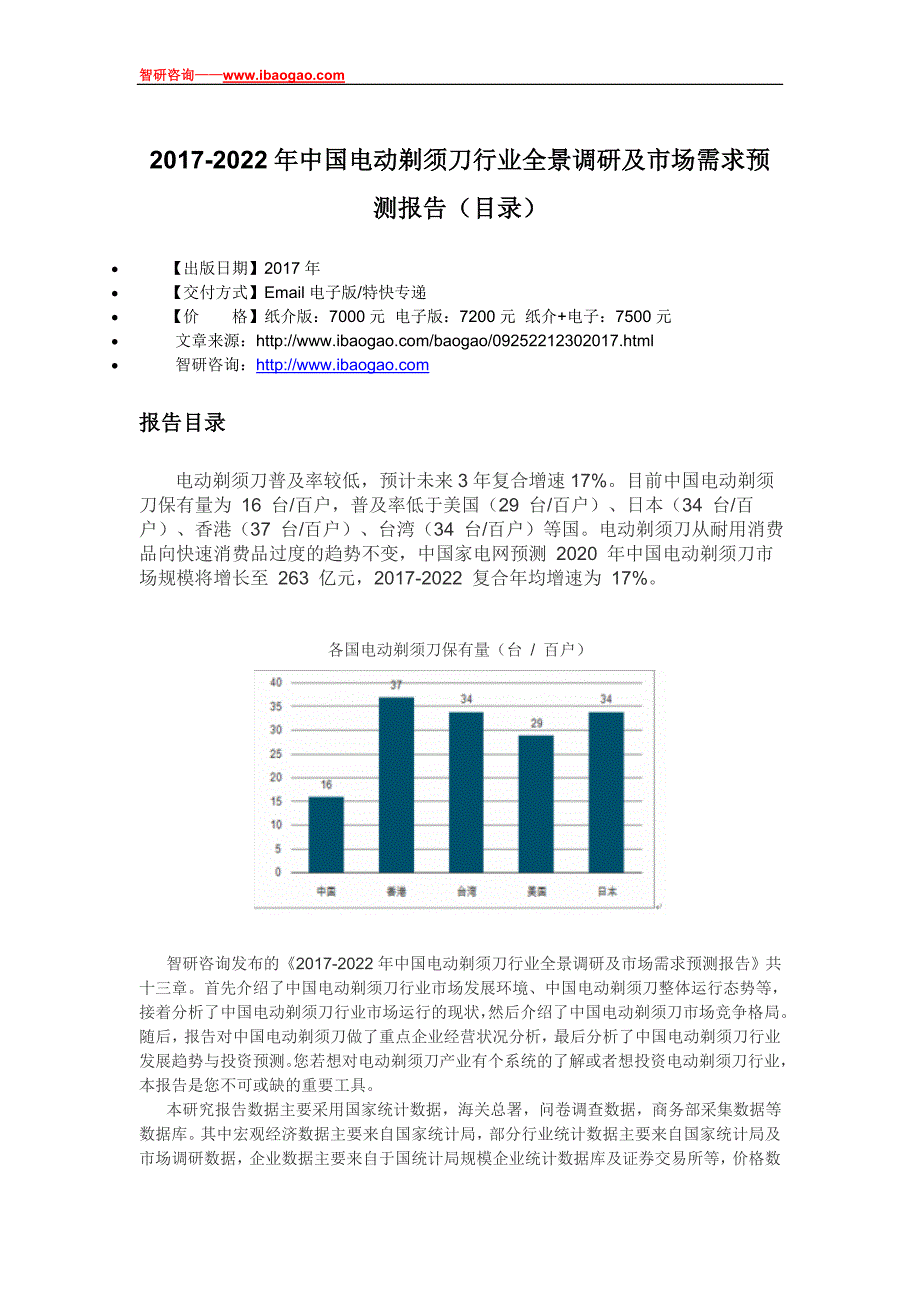 中国电动剃须刀行业全景调研及市场需求预测报告(目录)_第4页