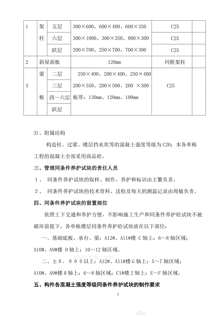 结构构件混凝土试块同条件养护留置方案_secret_第4页