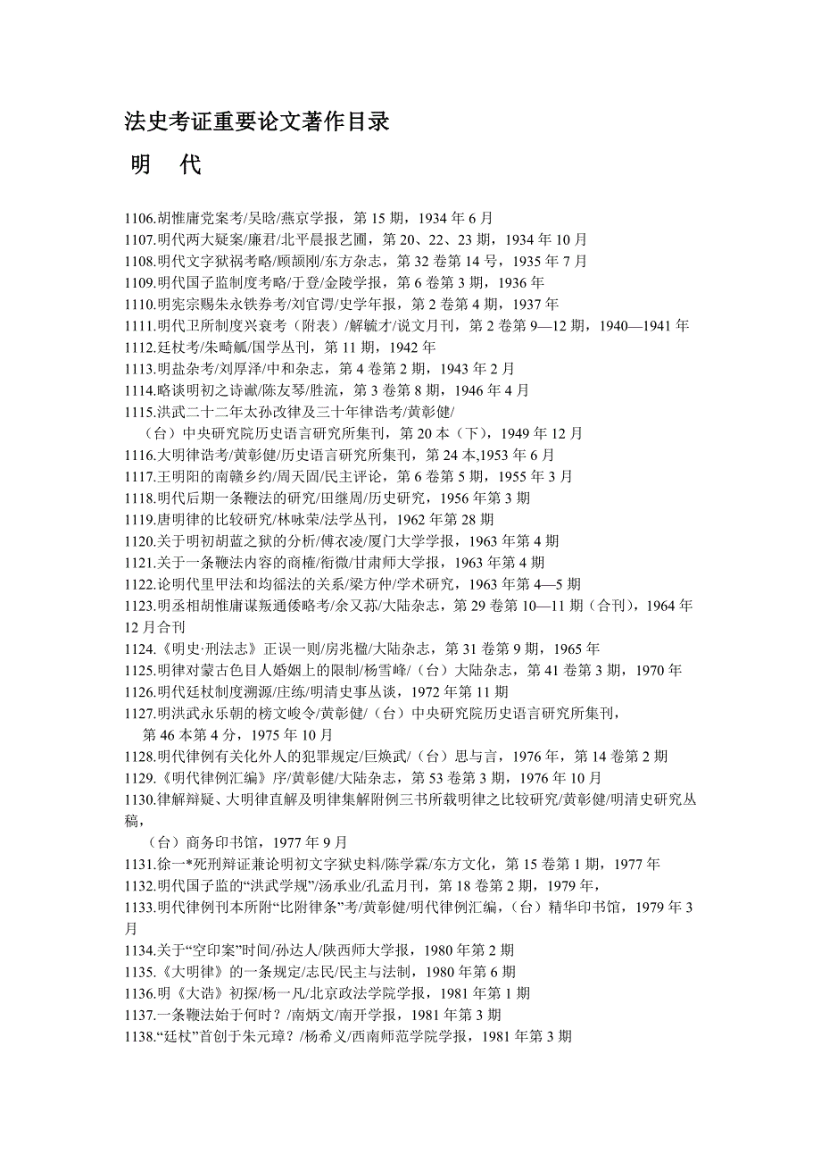 法史考证重要论文著作目录_第1页