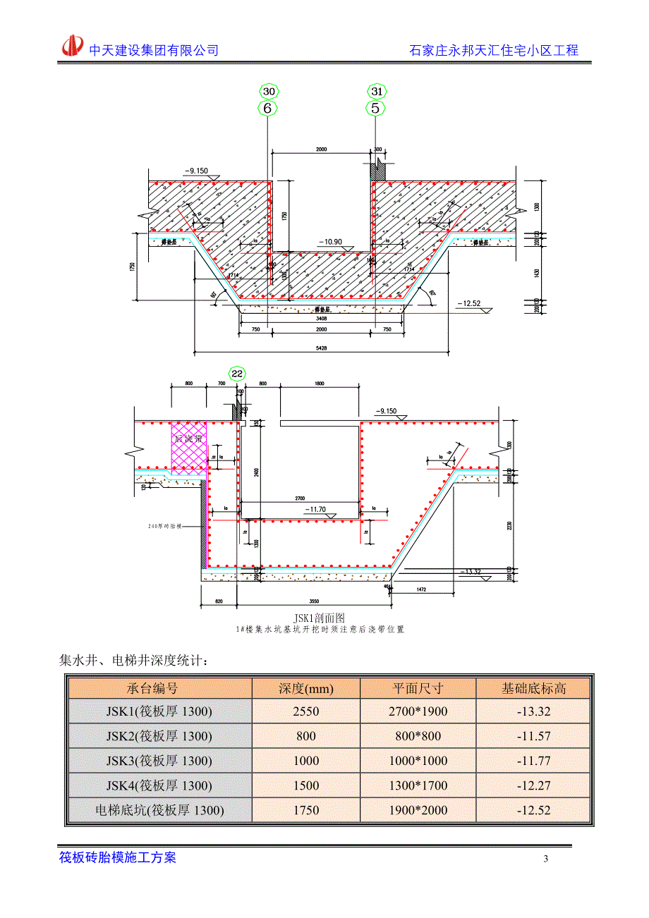 筏板基础砖胎模施工方案_第3页