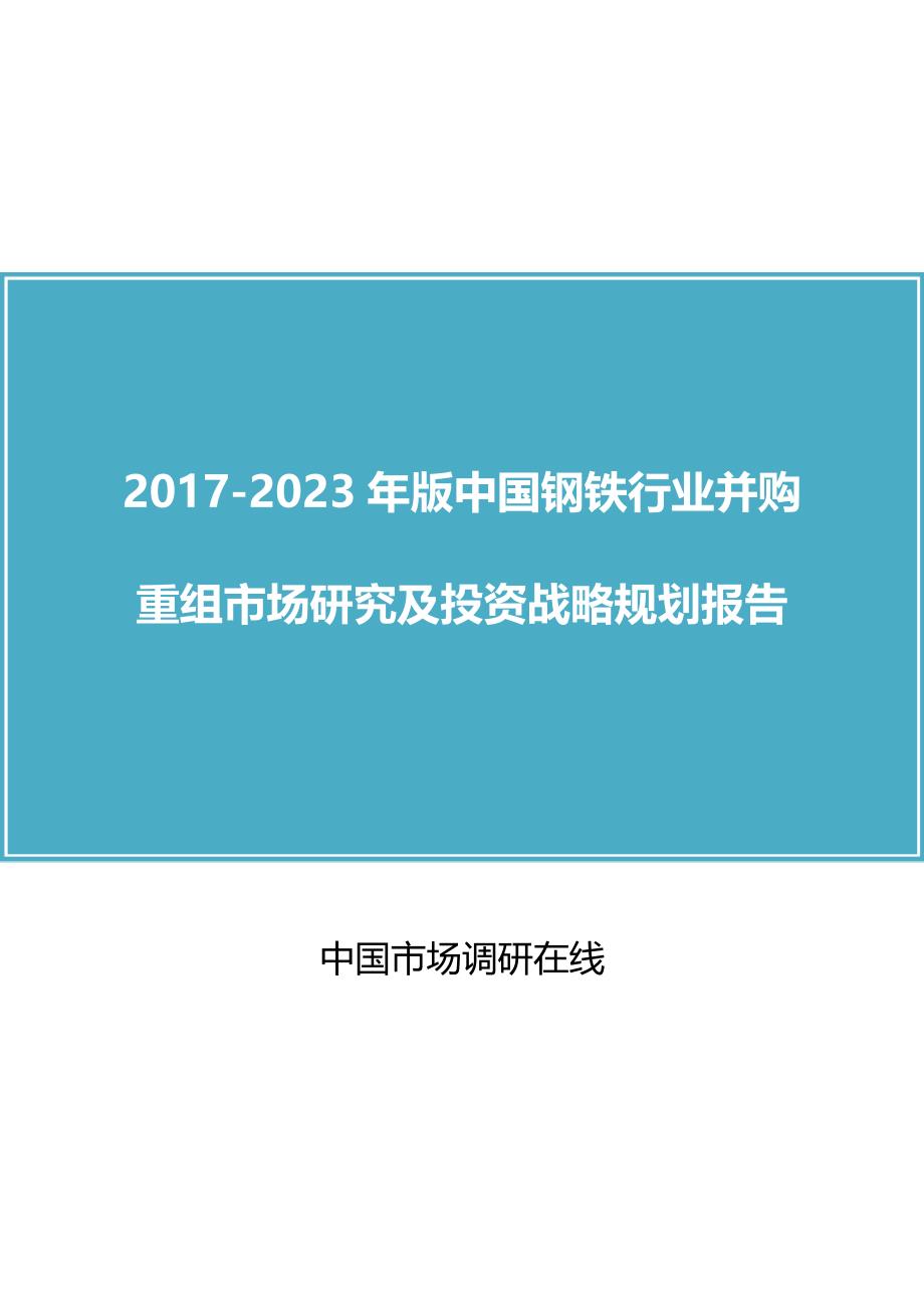 中国钢铁行业并购重组行业研究投资报告目录_第1页