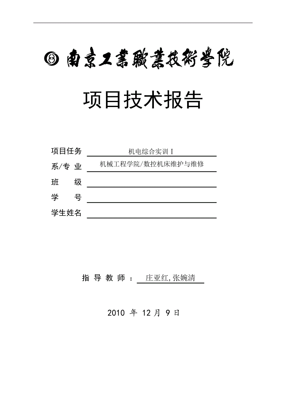 项目技术报告模板_第1页