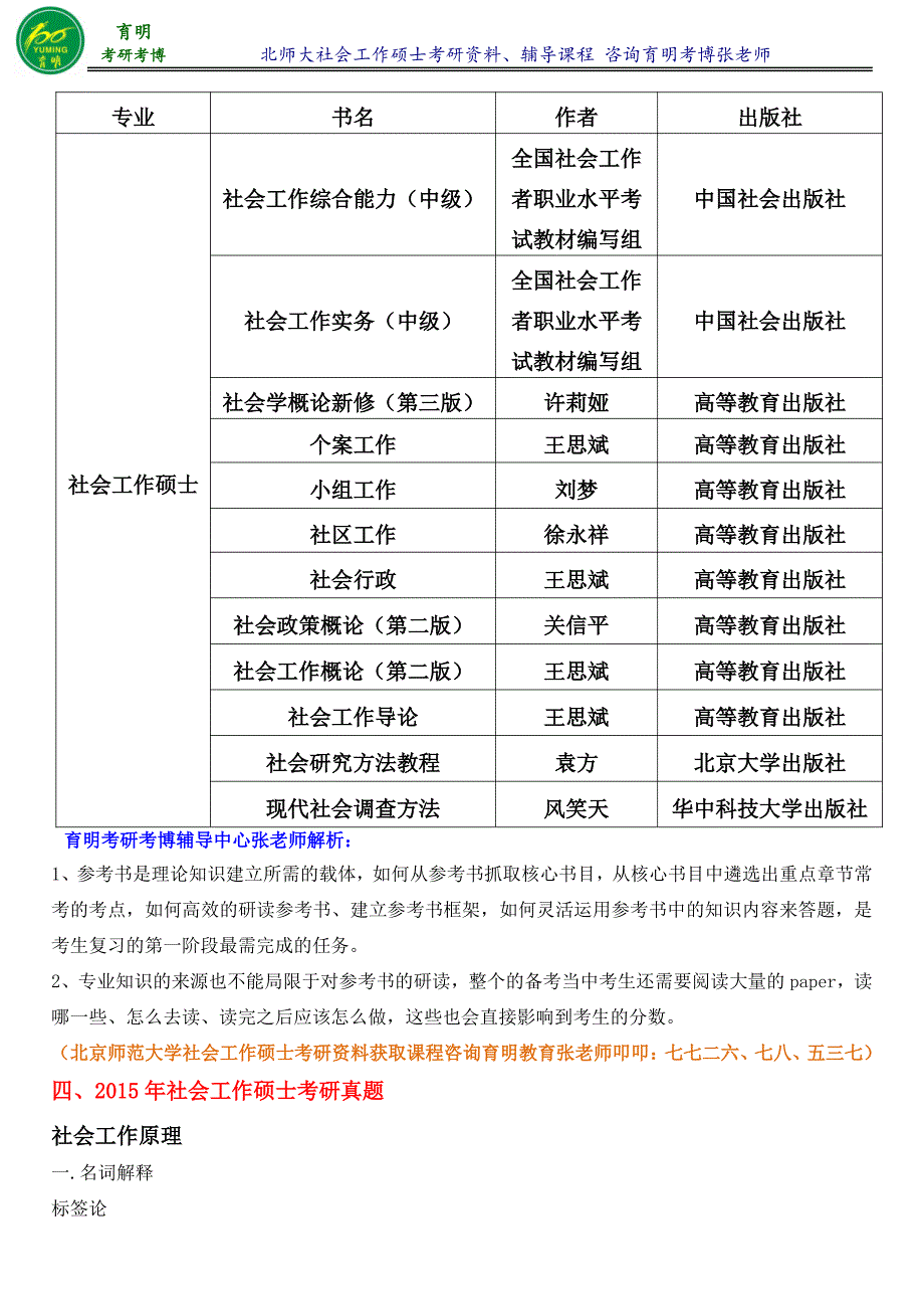 2017年北师大社会工作硕士考研真题学长笔记参考书考点_第2页