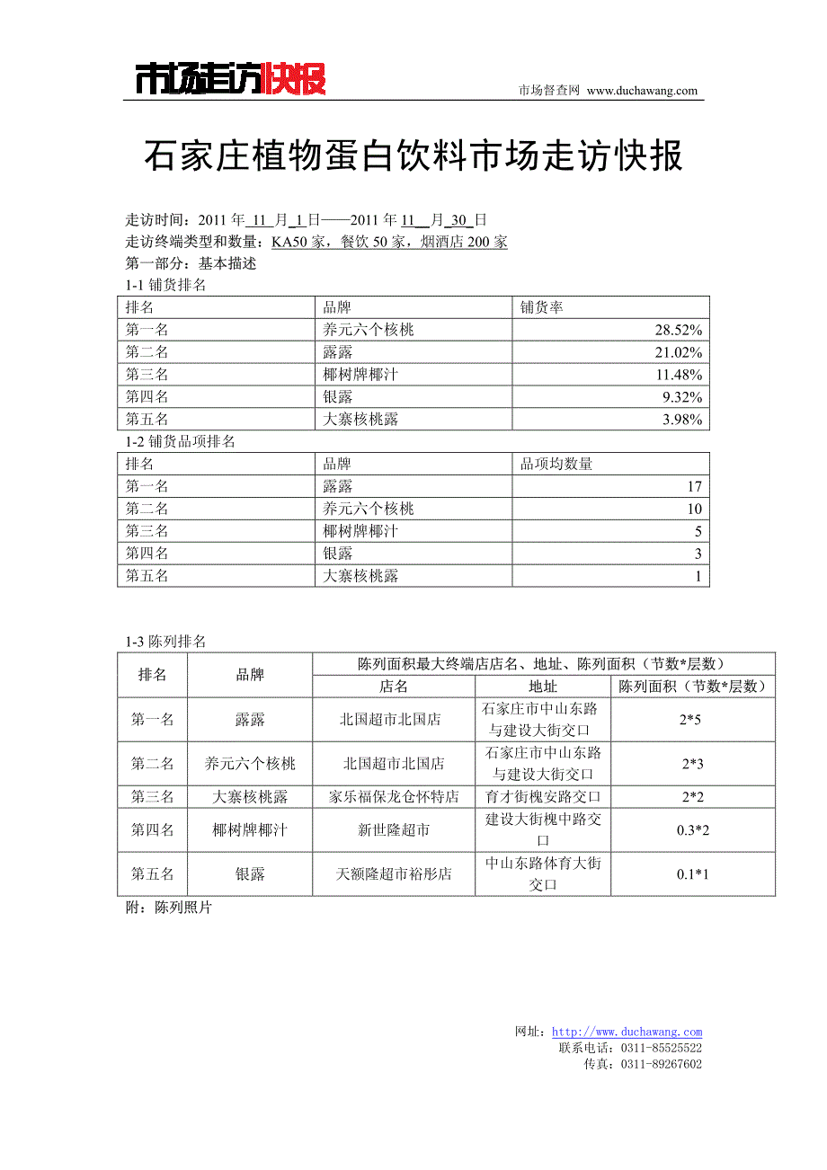 石家庄植物蛋白饮料市场走访快报_第1页