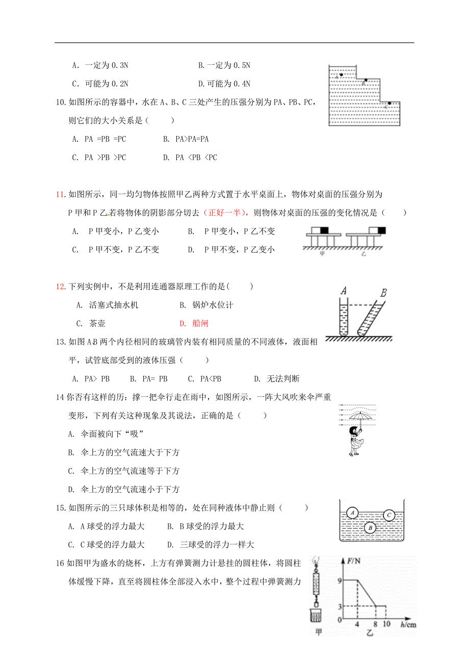 福建省晋江市新侨中学、西滨中学、高登中学、民族中学、紫峰中学2017-2018学年八年级物理下学期期中联考试题新人教版_第2页