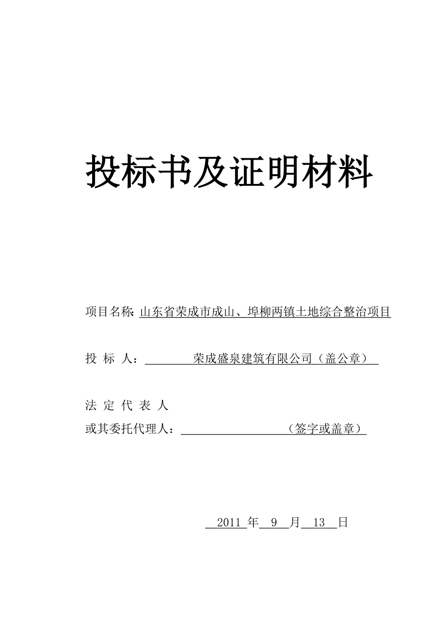 投标文件投标书及证明材料标段3_第1页