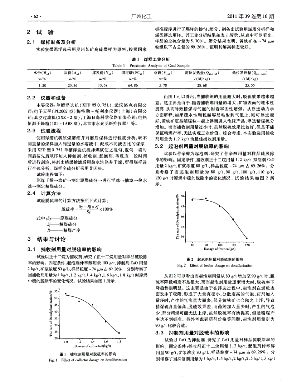 浮选法脱除煤中硫的试验研究_第2页