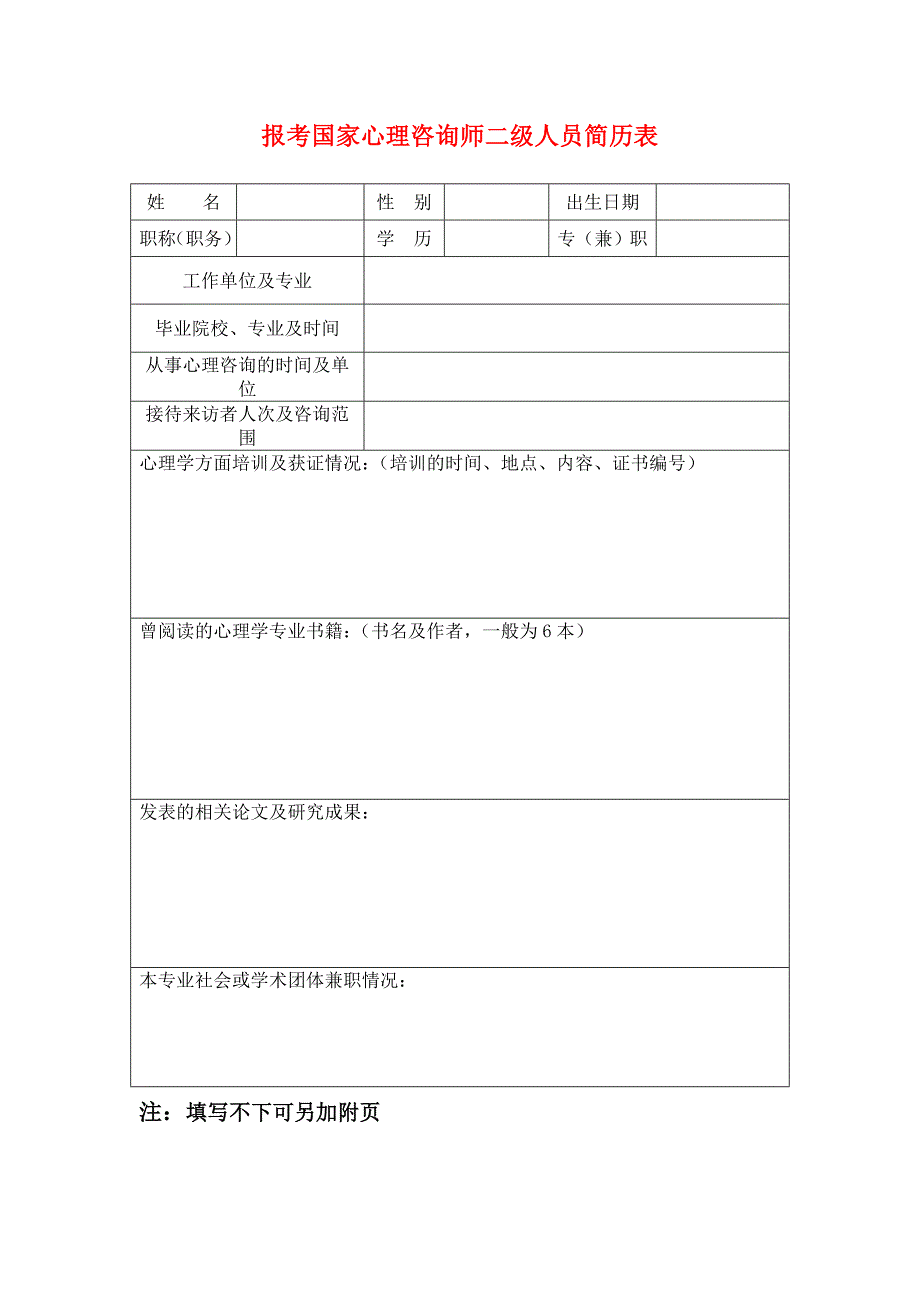 二级心理论文封面、简历表格式示例及提交要求_第1页