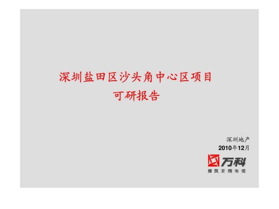 深圳盐田区沙头角中心区项目可研报告ppt课件_第1页