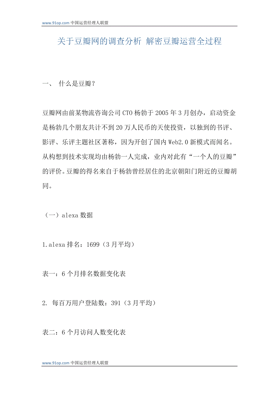 豆瓣网的调查分析_解密豆瓣运营全过程_第1页