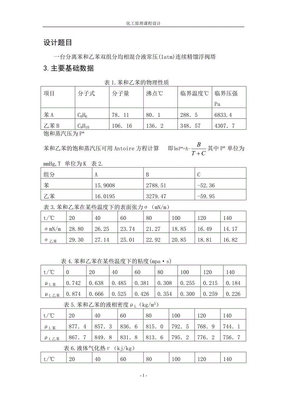 化工课程连续精馏塔设计_第1页