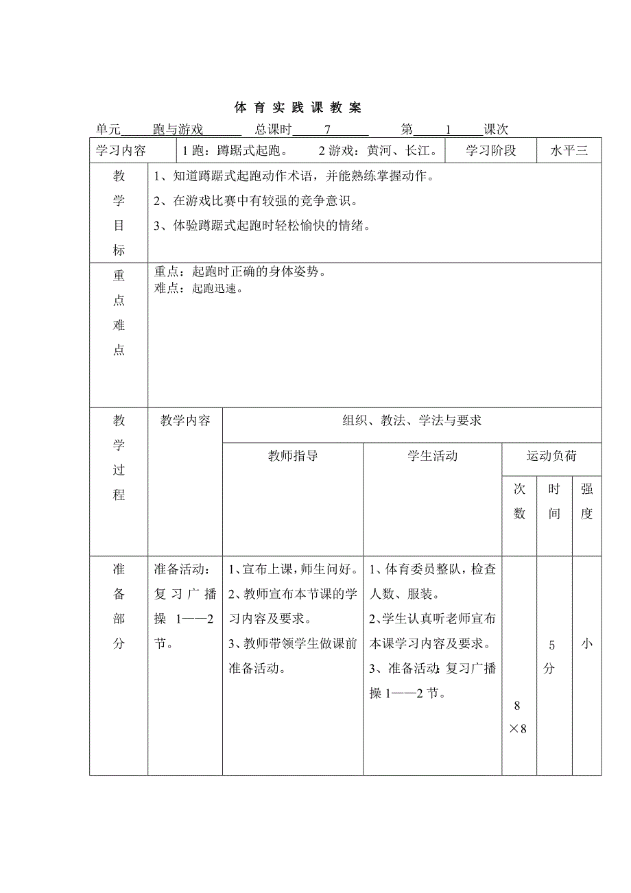 六年级体育教案蹲踞式起跑_第1页