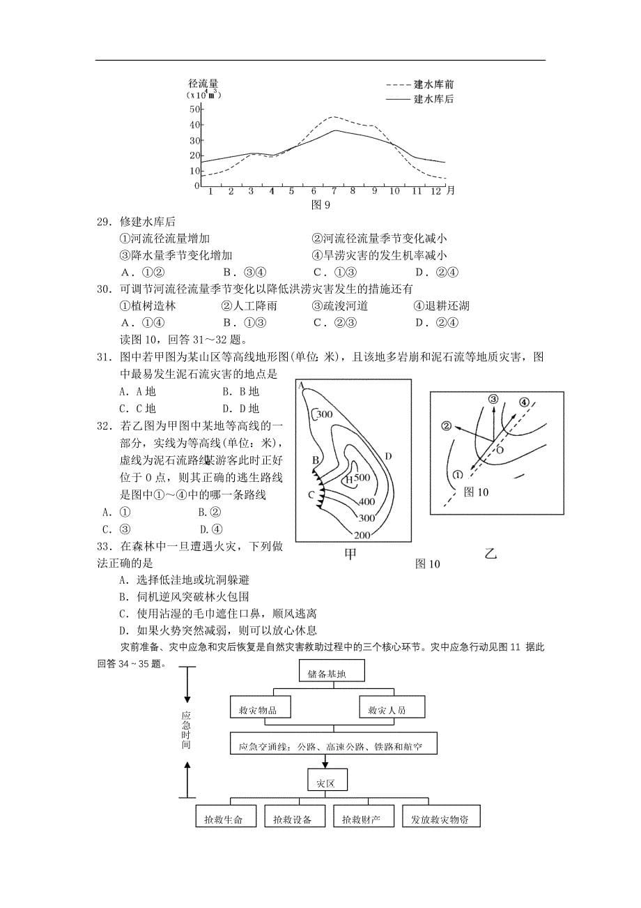 人教版高中地理选修五自然灾害第一章检测试题_第5页