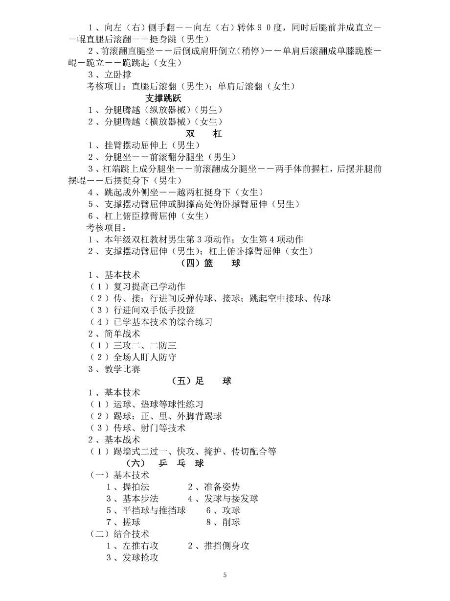 职业技术学校体育教学大纲_第5页