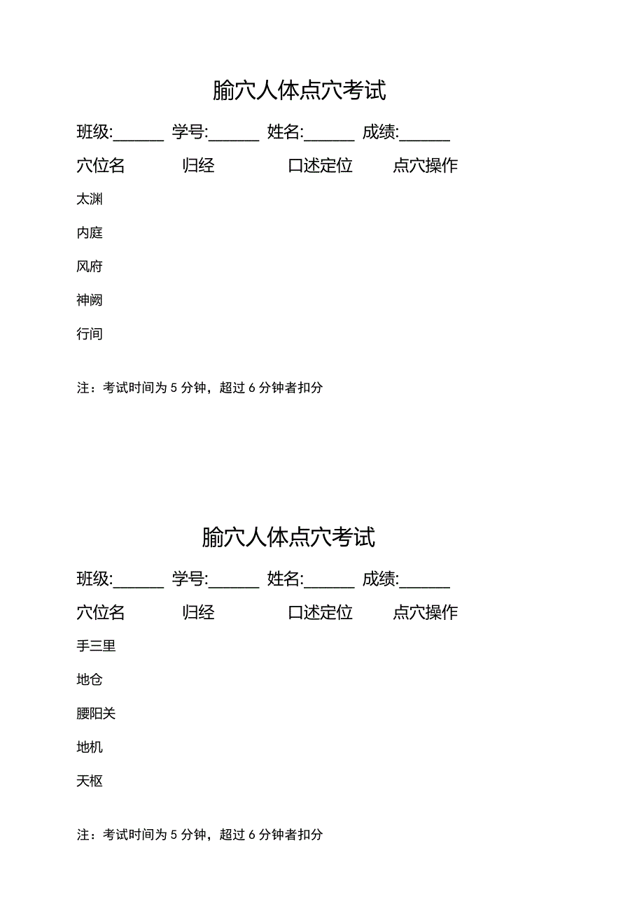 南中医《针灸》点穴考试期末试卷_第4页