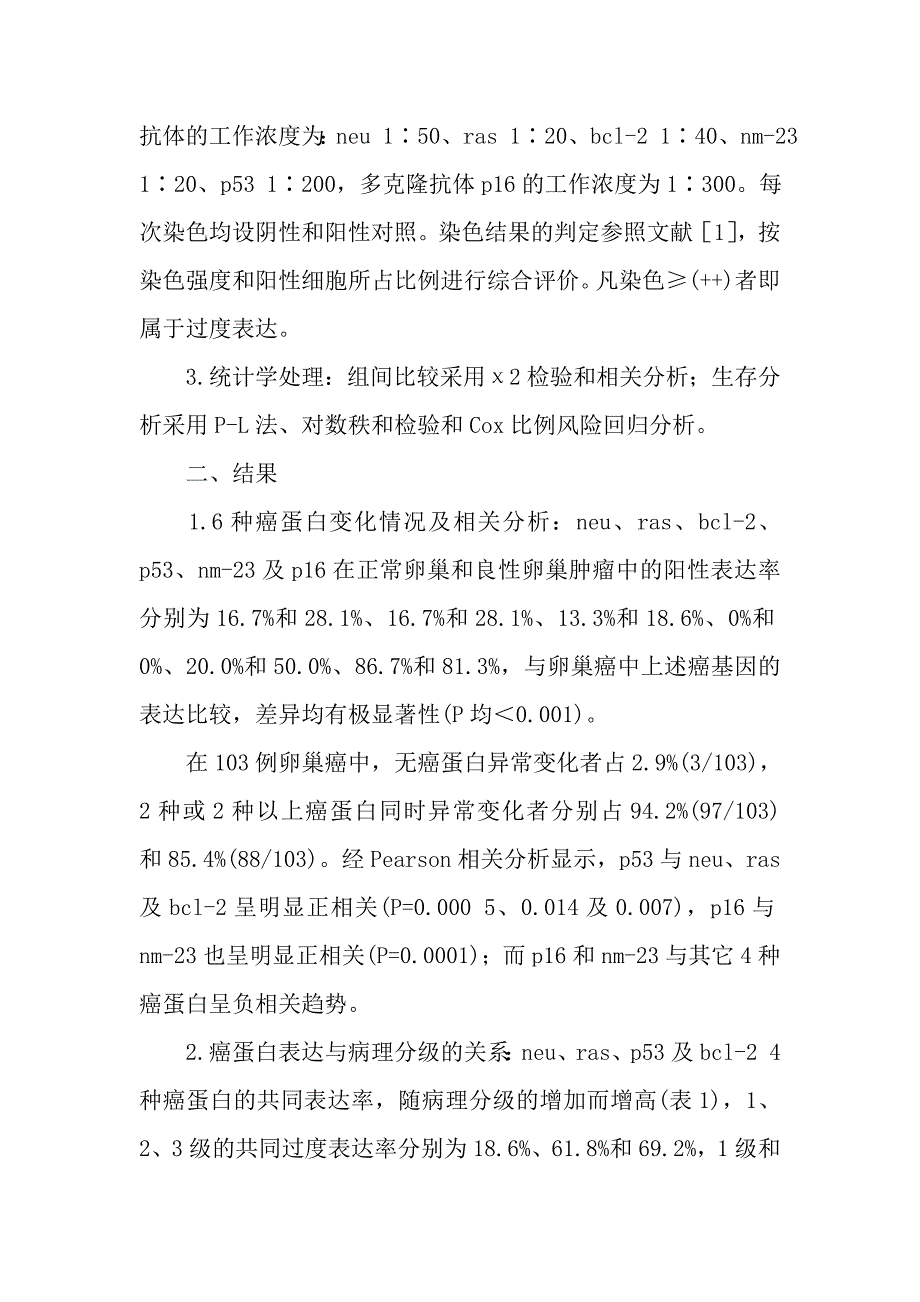 卵巢癌组织中多种癌基因蛋白同时表达的临床意义_第2页