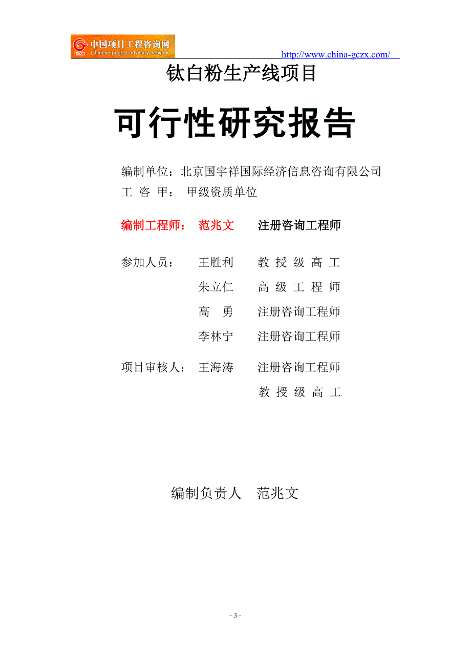 钛白粉生产线项目可行性研究报告（立项模板）_第3页