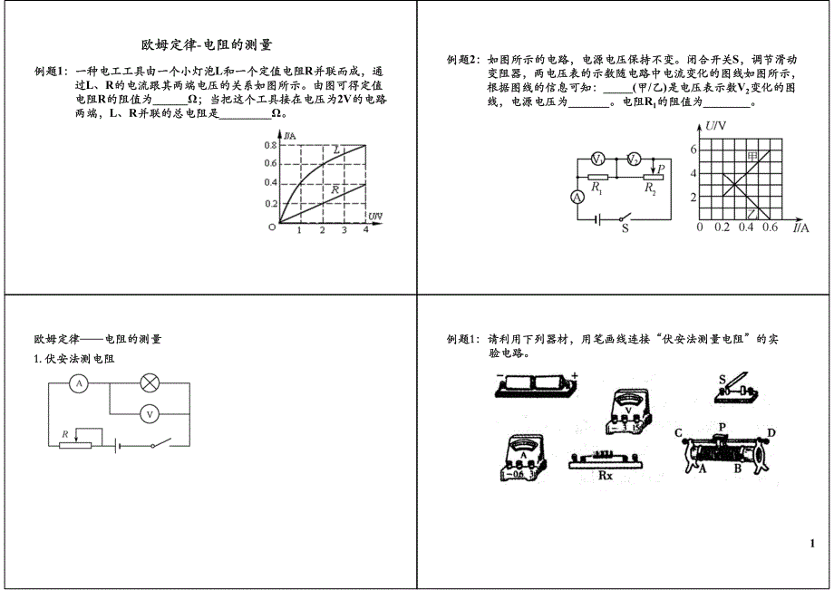 浙江省杭州市2018届中考科学欧姆定律_电阻的测量复习素材pdf浙教版_第1页