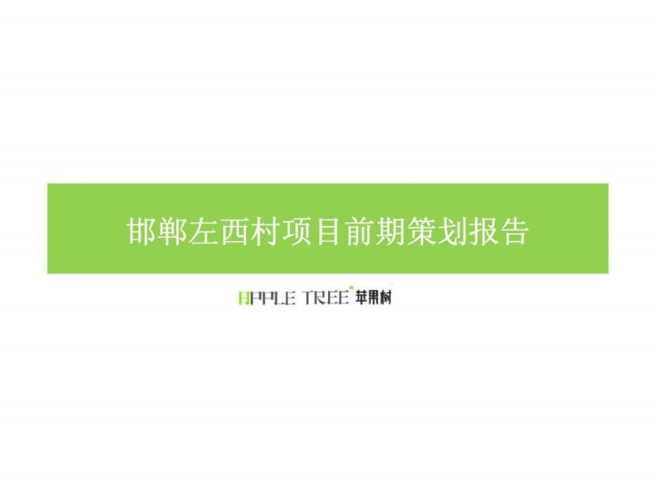 2010年邯郸左西村项目前期策划报告ppt课件_第1页