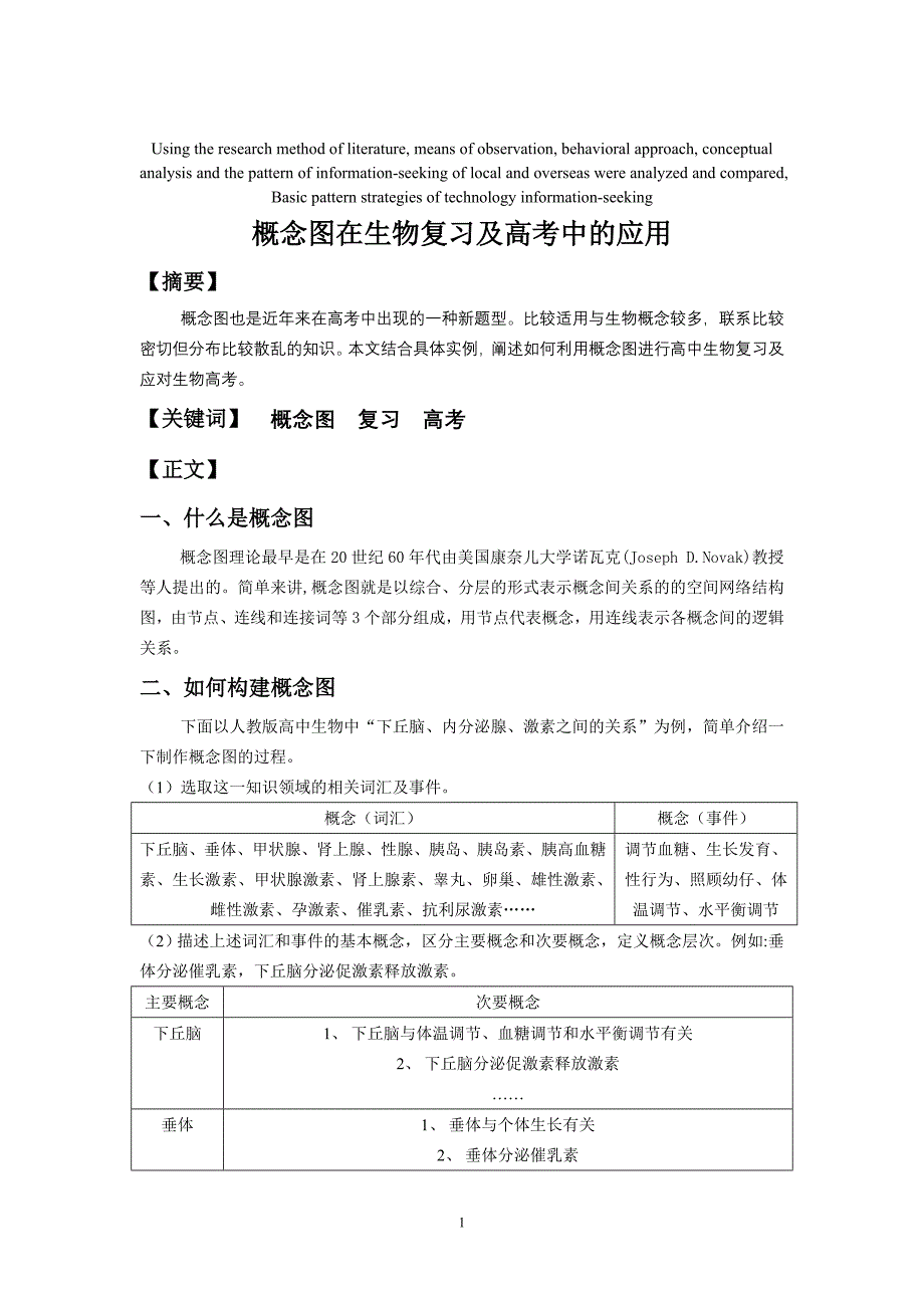 模拟卷概念图在生物复习及高考中的应用_第1页