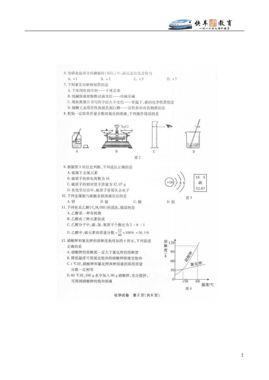 2012福州中考化学试卷及答案(word版)_第2页