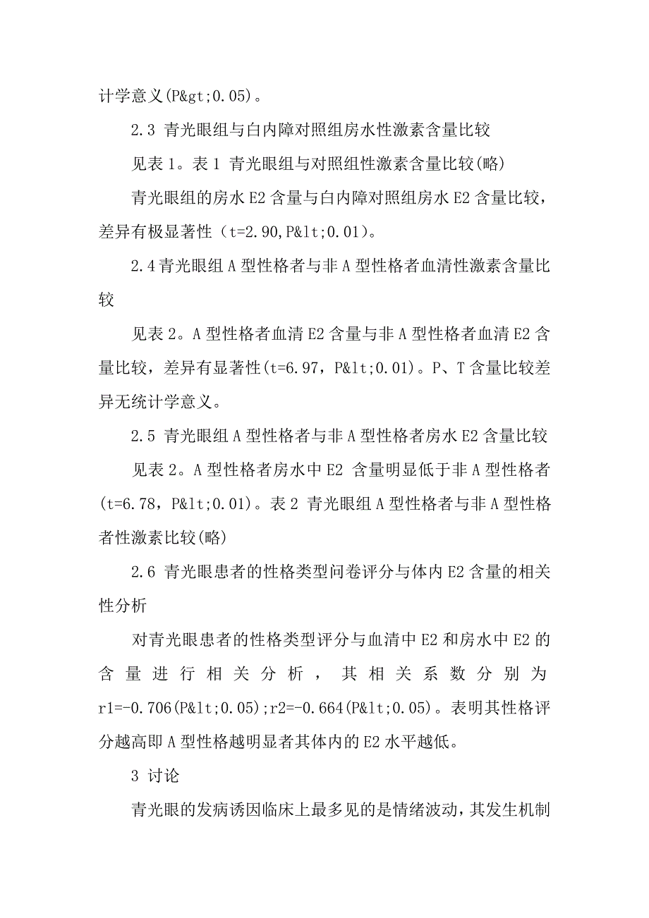 绝经女性原发性青光眼与性格类型、性激素水平的关系_第4页