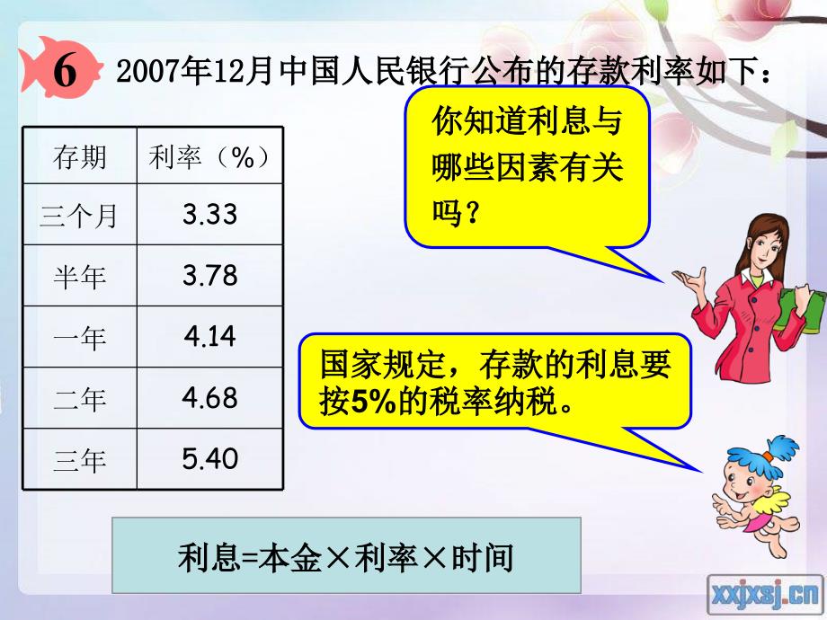 人教版六年级数学上册第五单元第十二课时_利率(例6)_第4页