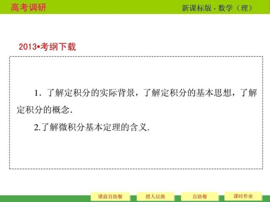 2014高考调研理科数学课本讲解34定积分与微积分基本ppt课件_第2页