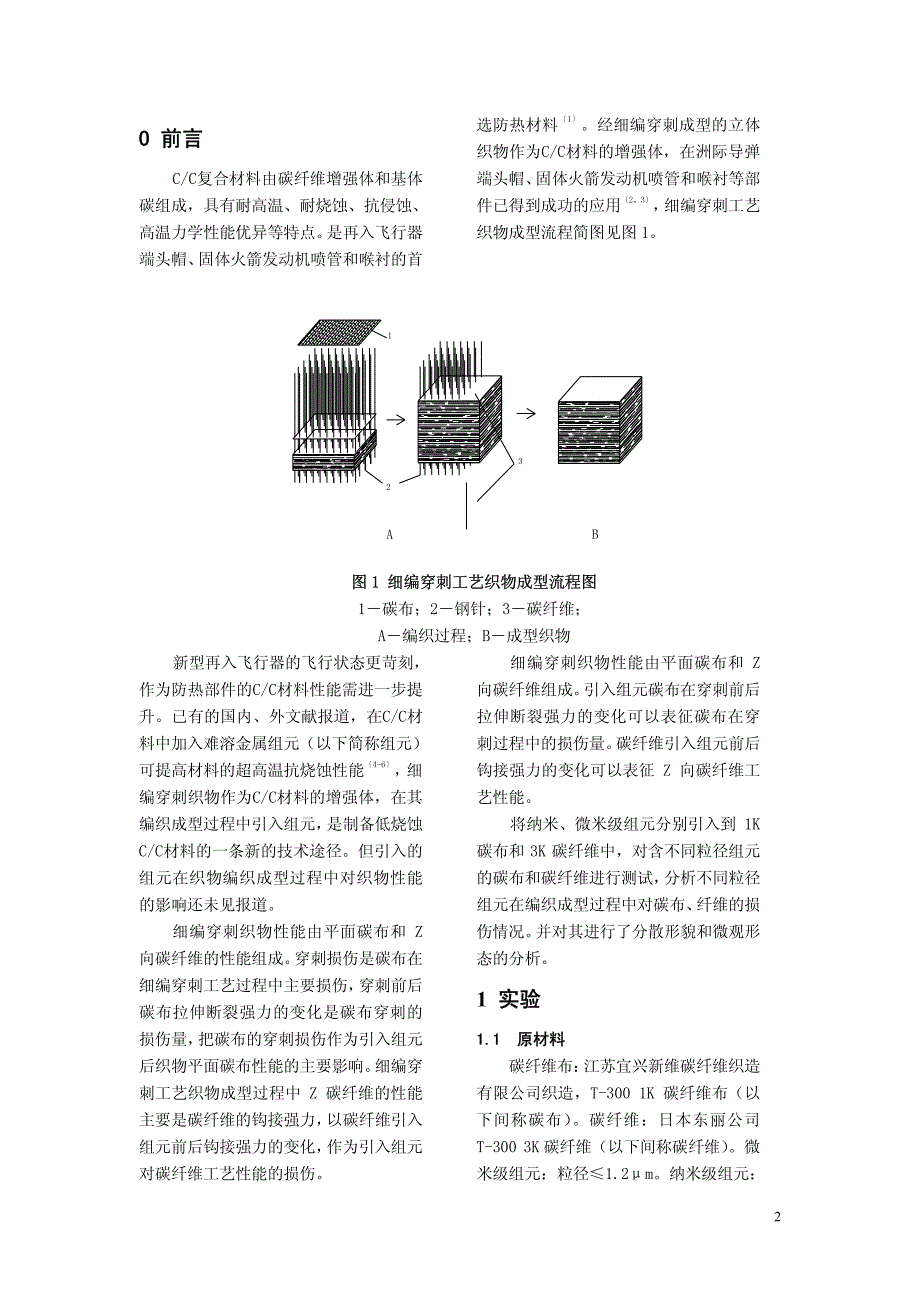 金属组元对细编穿刺工艺织物中碳布、纤维的损伤及其微观形态的研究_第2页