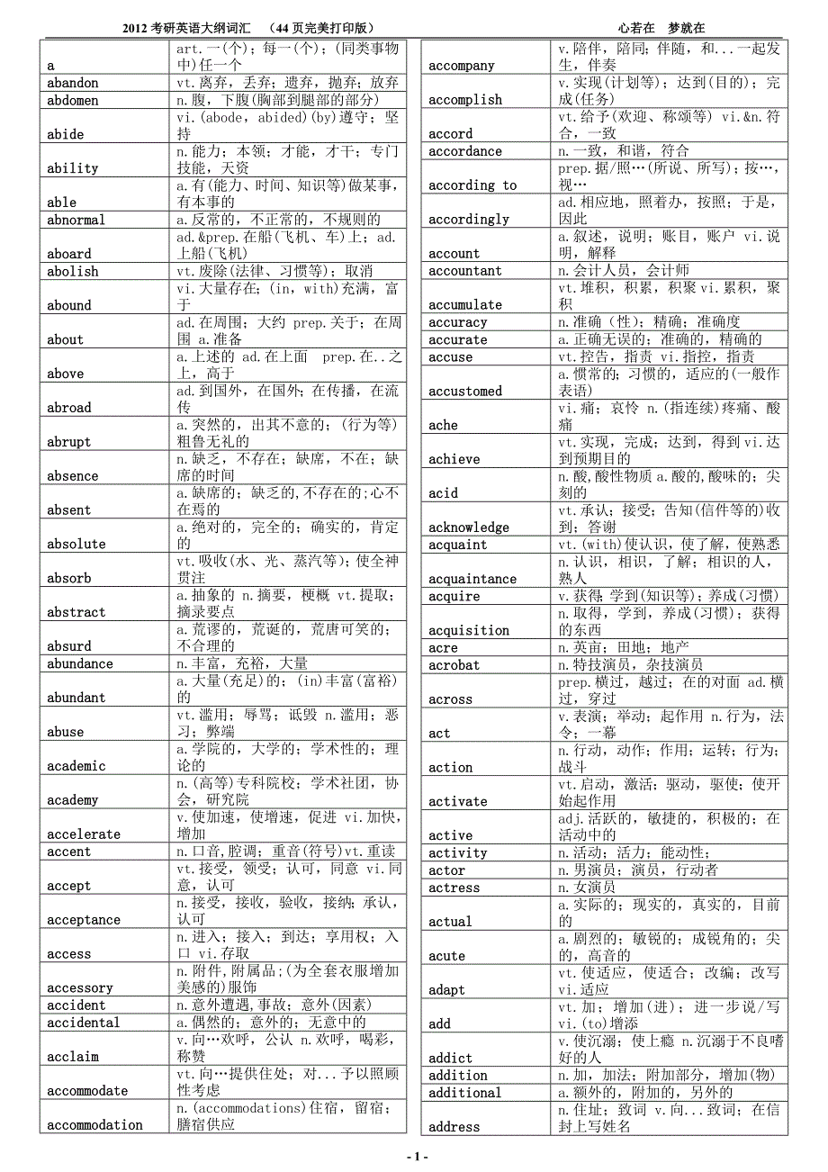 2012考研英语词汇大纲_第1页