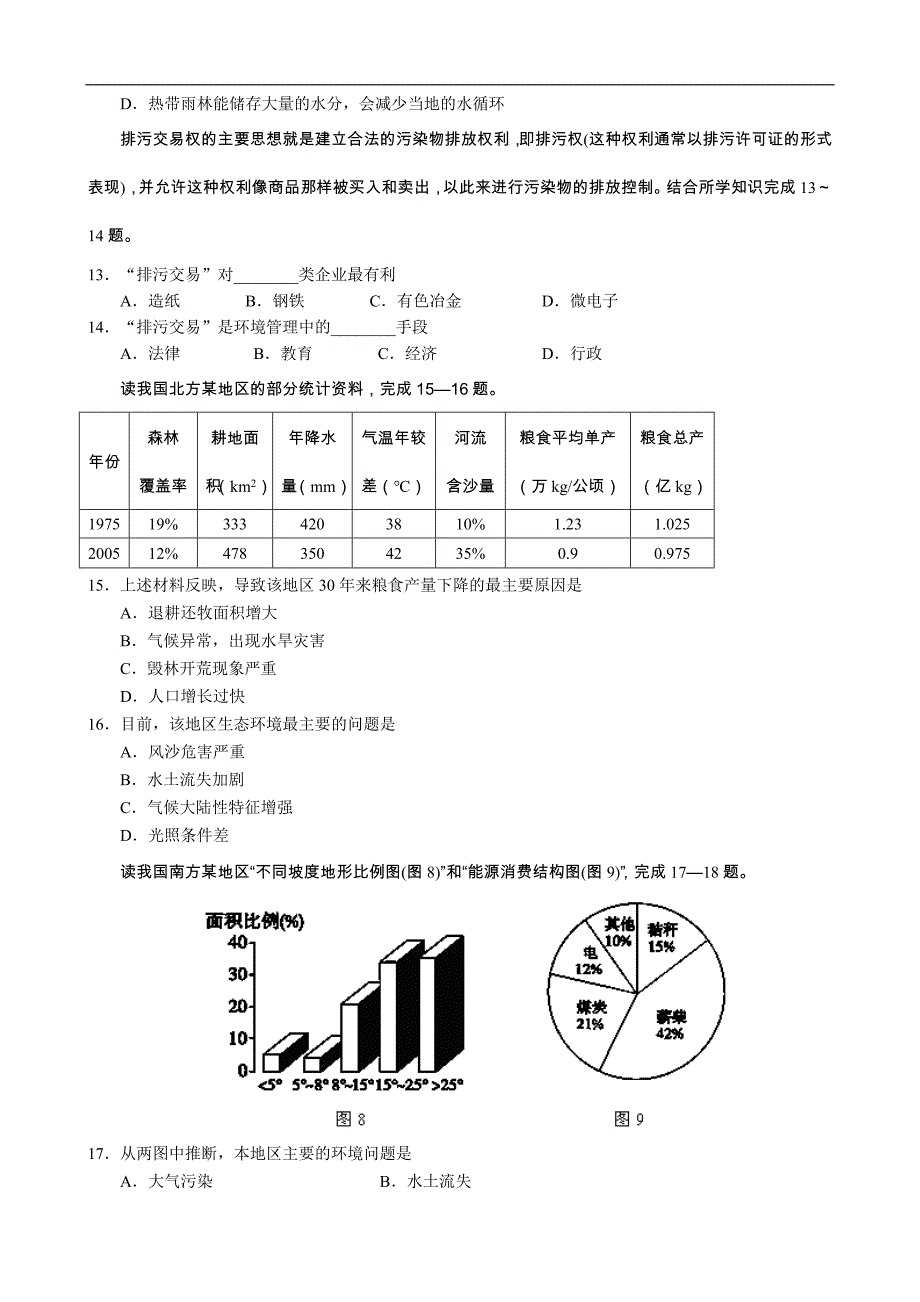 江苏省沭阳县2012-2013学年高二下学期期中调研测试地理试题含答案_第4页