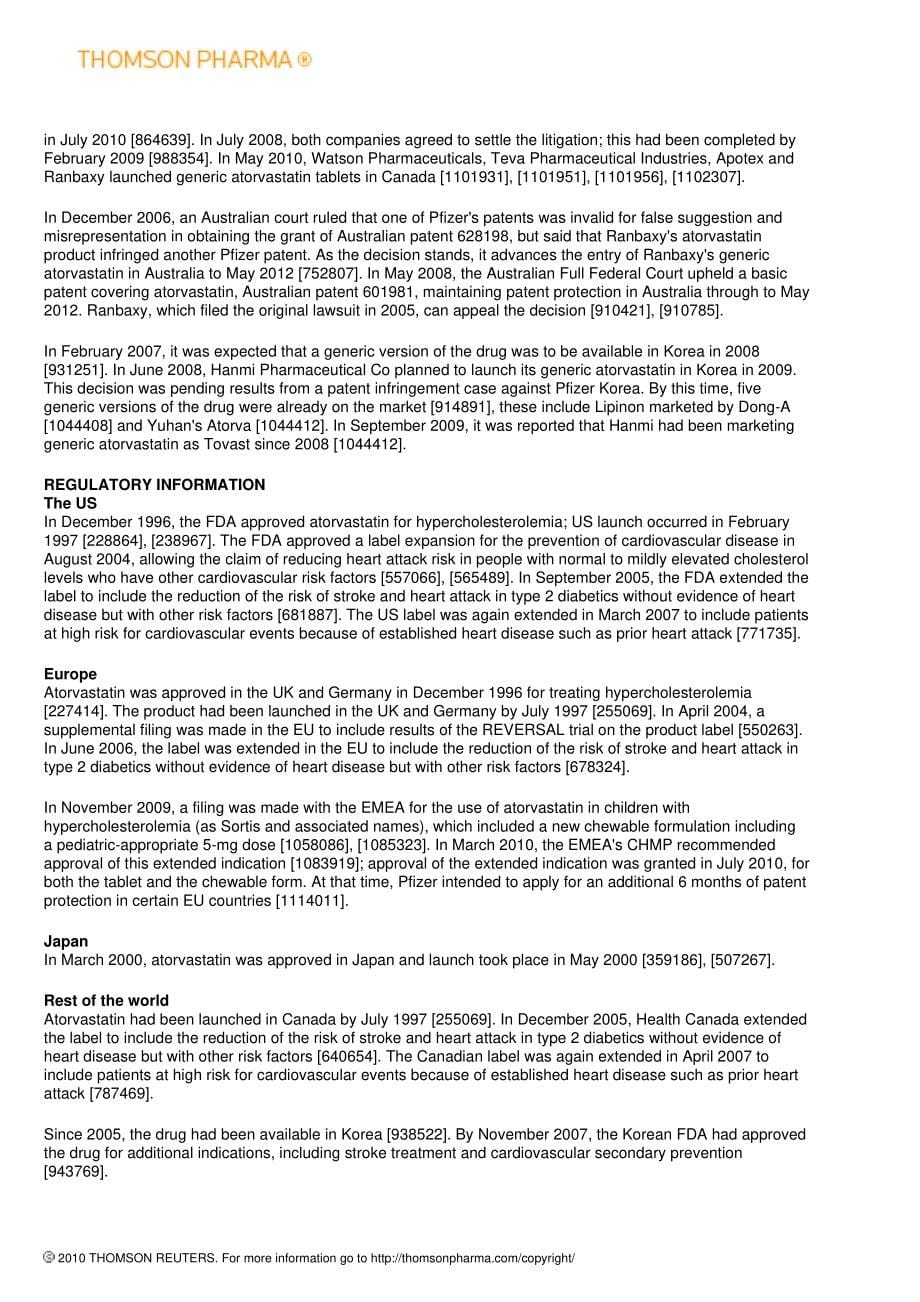 阿托伐他汀钙汤姆森报告_第5页