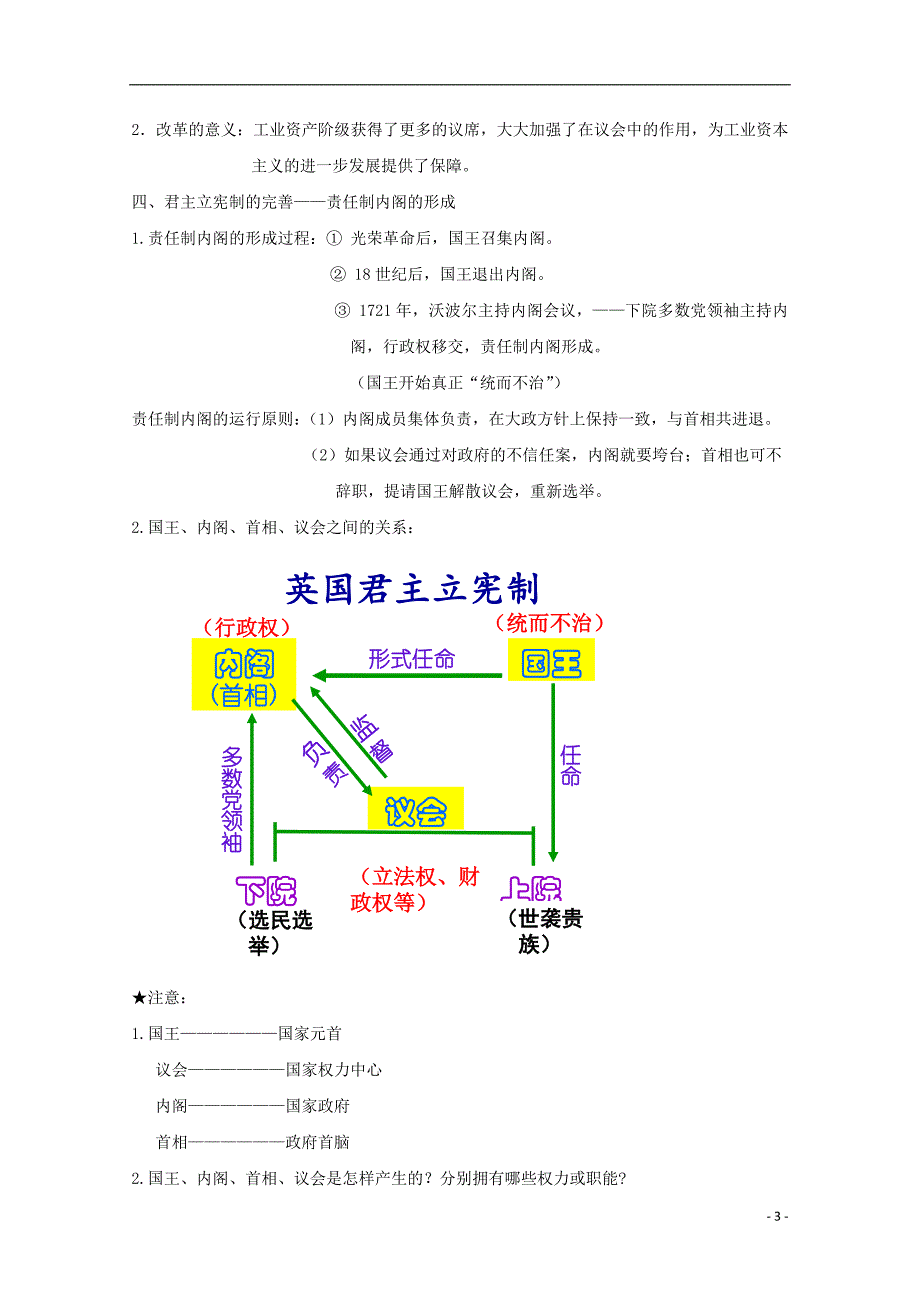 山东省沂水县高中历史第7课英国君主立宪制的建立知识点总结素材新人教版必修1_第3页