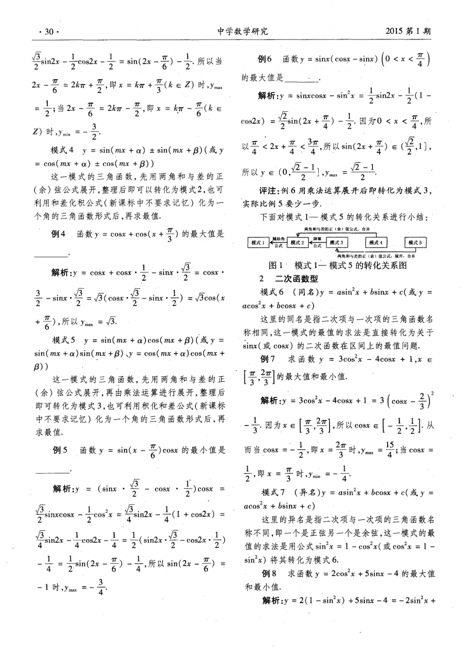 用模式识别的策略解决三角函数的最值问题_第2页