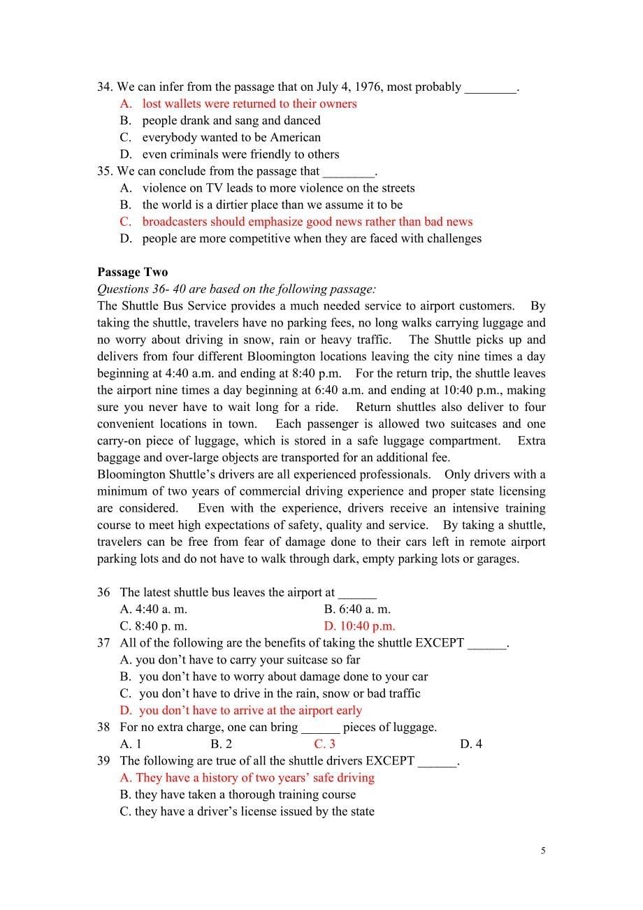 大学英语专科(ii)习题册答案2009.5.14_第5页