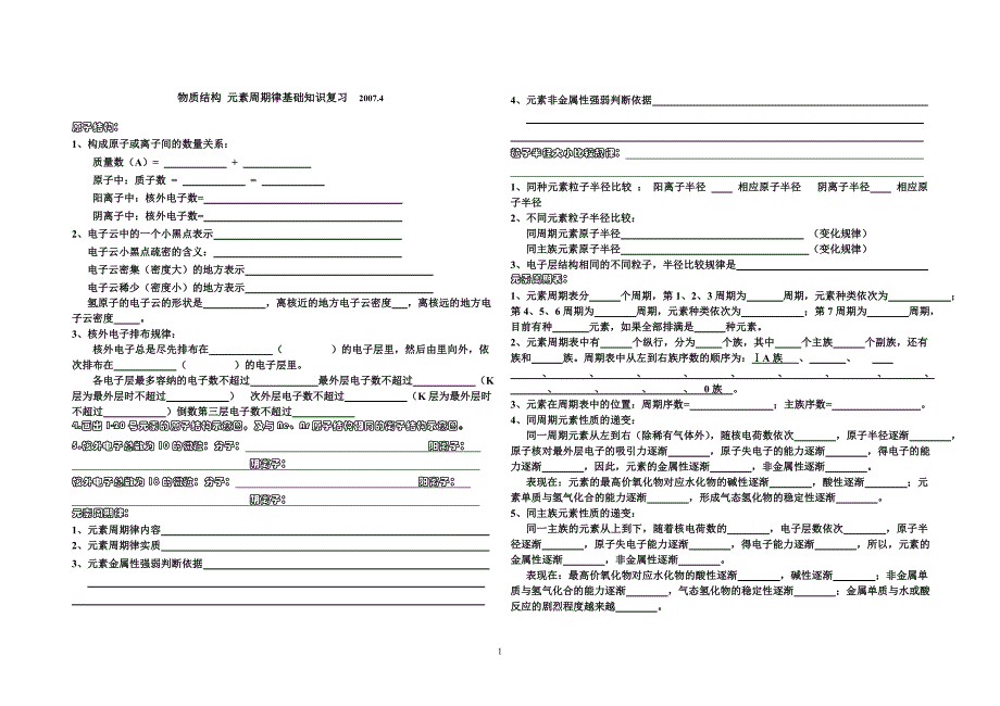 物质结构元素周期律基础知识复习2007_第1页