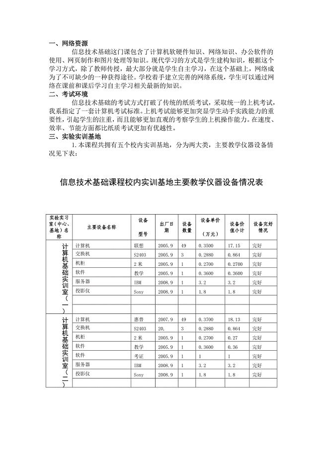 精品课程-信息技术教学条件