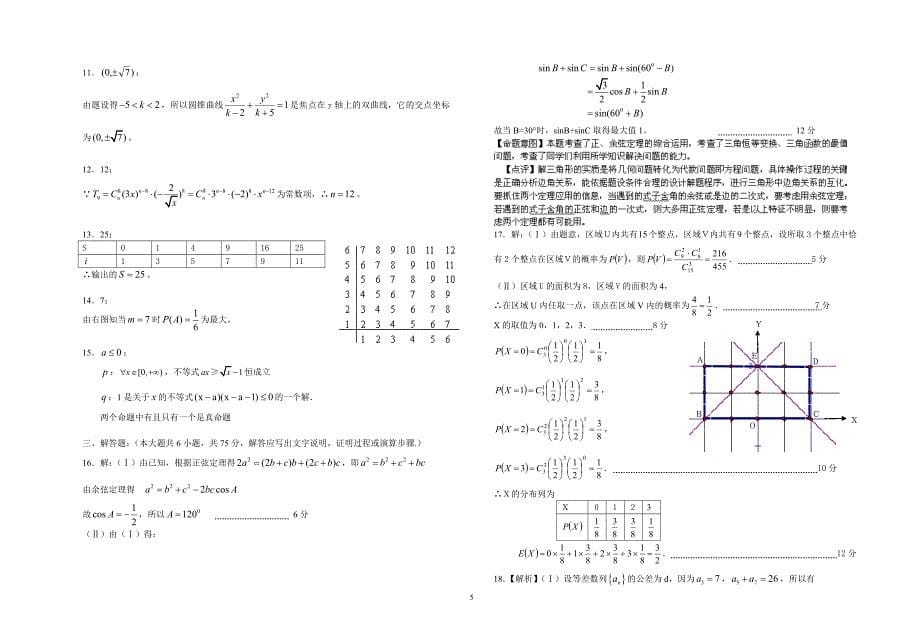 2010～2011学年度第一学期高三月考理科数学_第5页