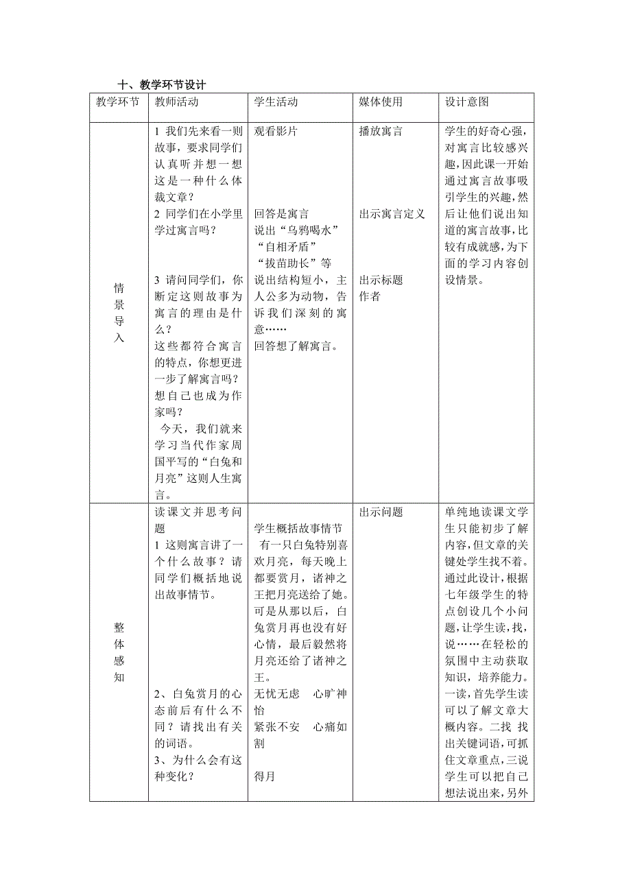 白兔和月亮教学设计方案_第2页