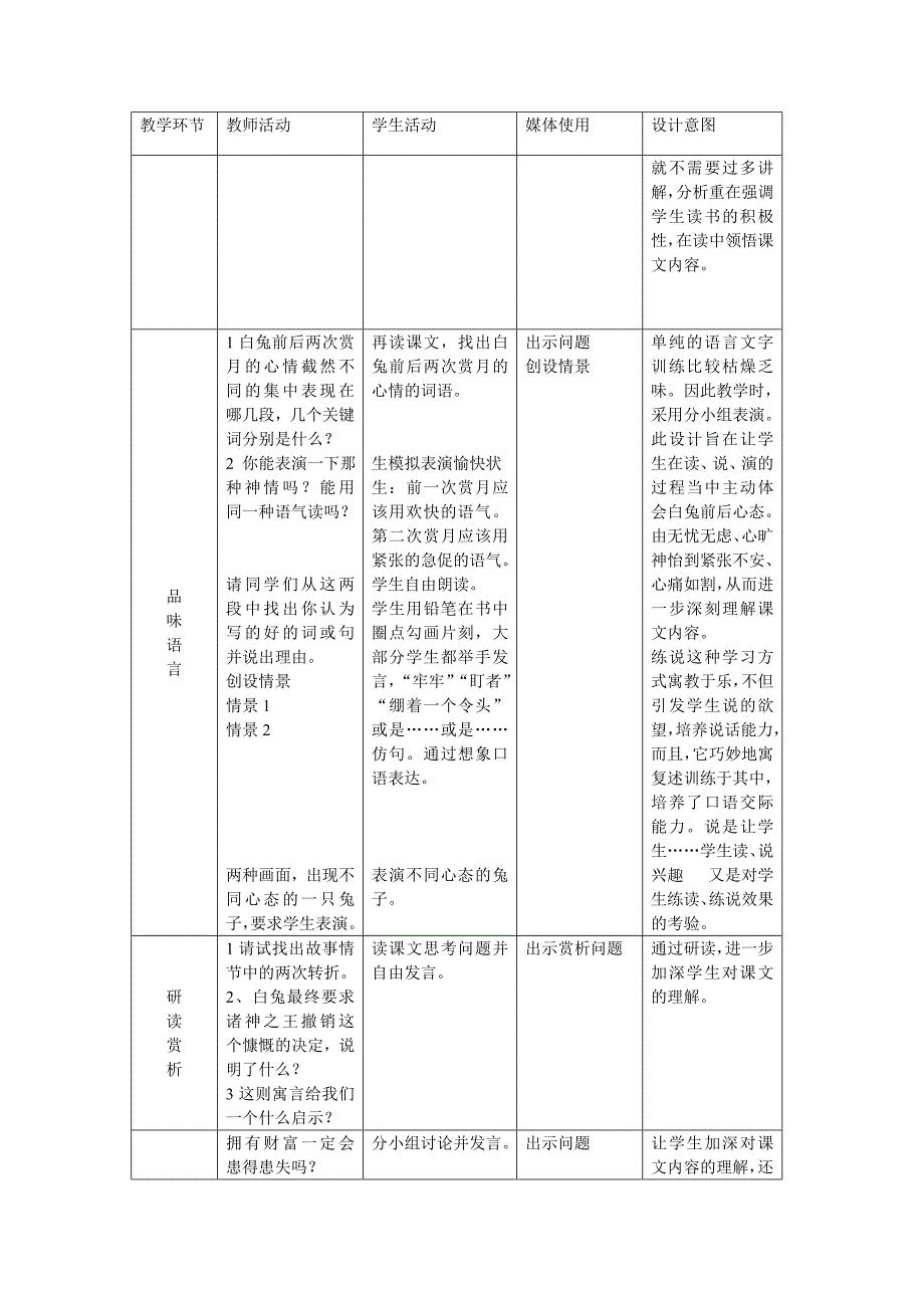 白兔和月亮教学设计方案_第3页