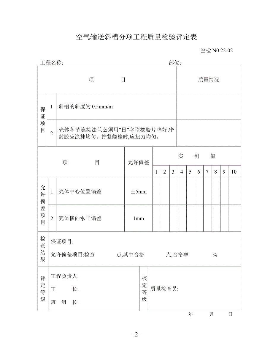 斜槽安装检测记录_第3页