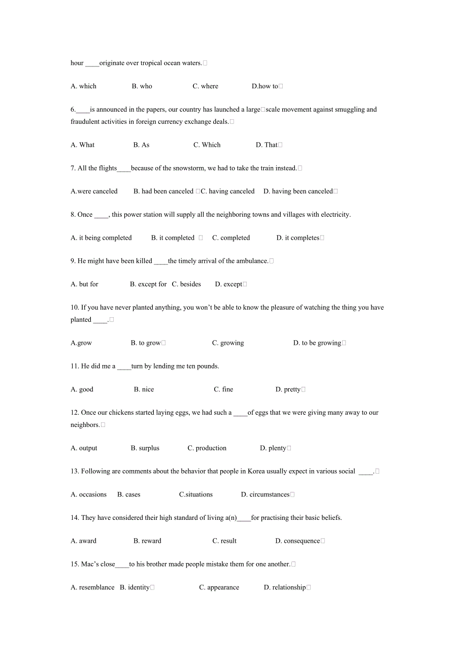 语法题目1-10套无答案_第4页