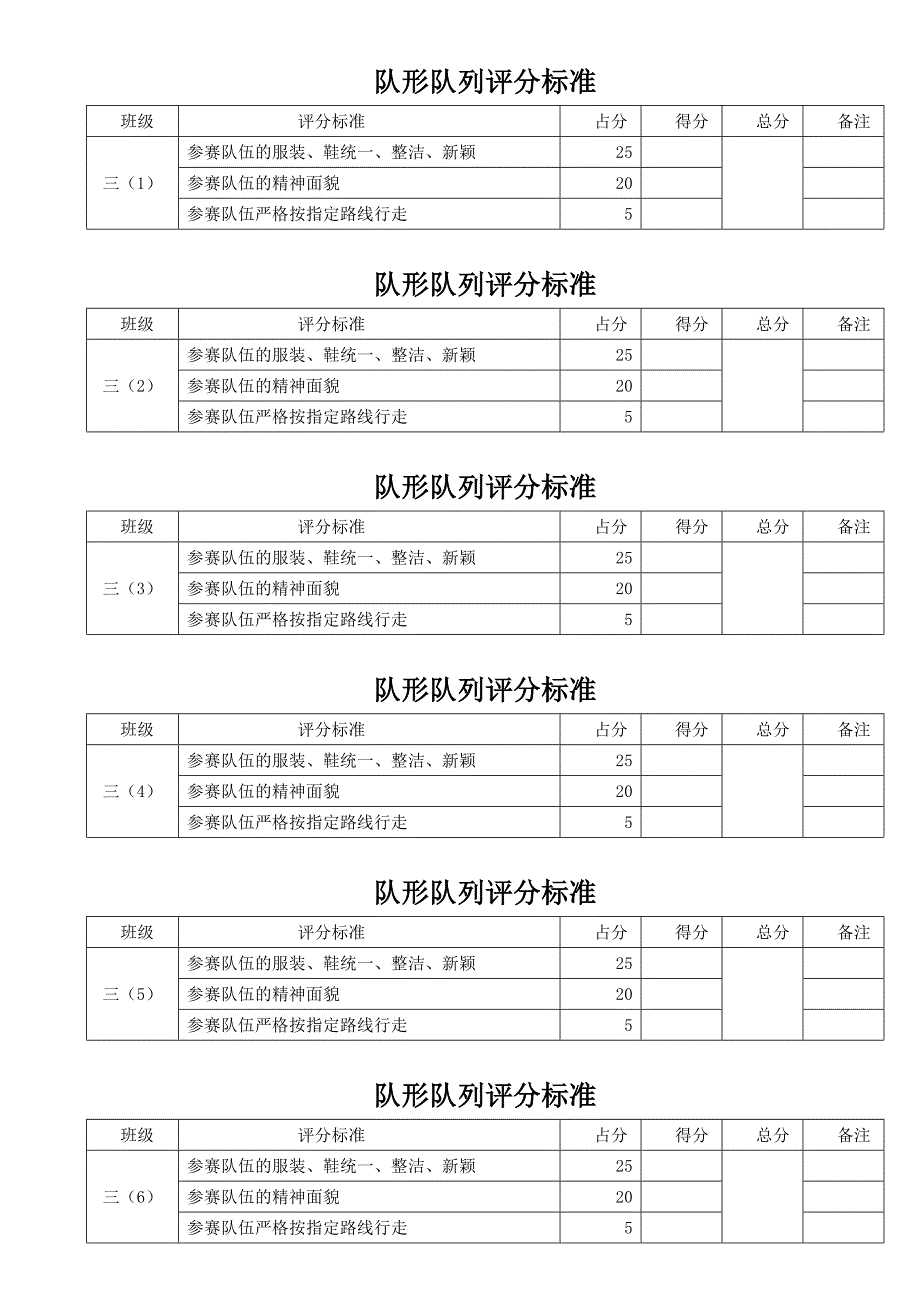 队形队列评分标准_第1页