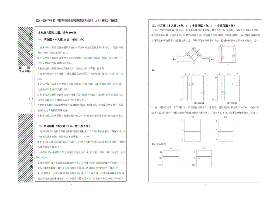 现代程控交换原理期末考试试卷北京邮电大学_第4页