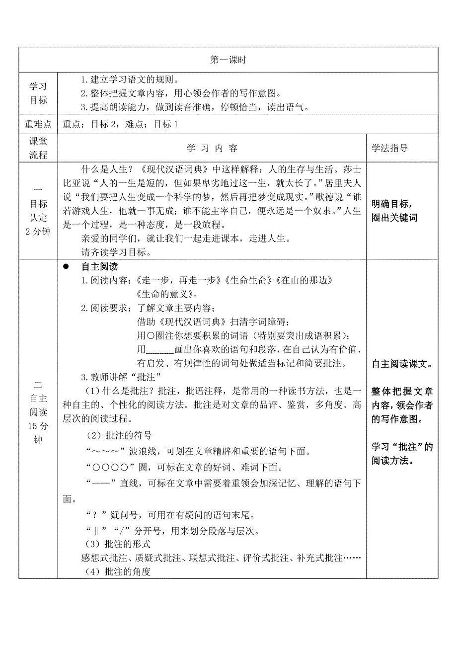 山东省淄博市临淄区第八中学六年级语文上册第一单元“人生”整体阅读课导学案（无答案）鲁教版五四制_第2页