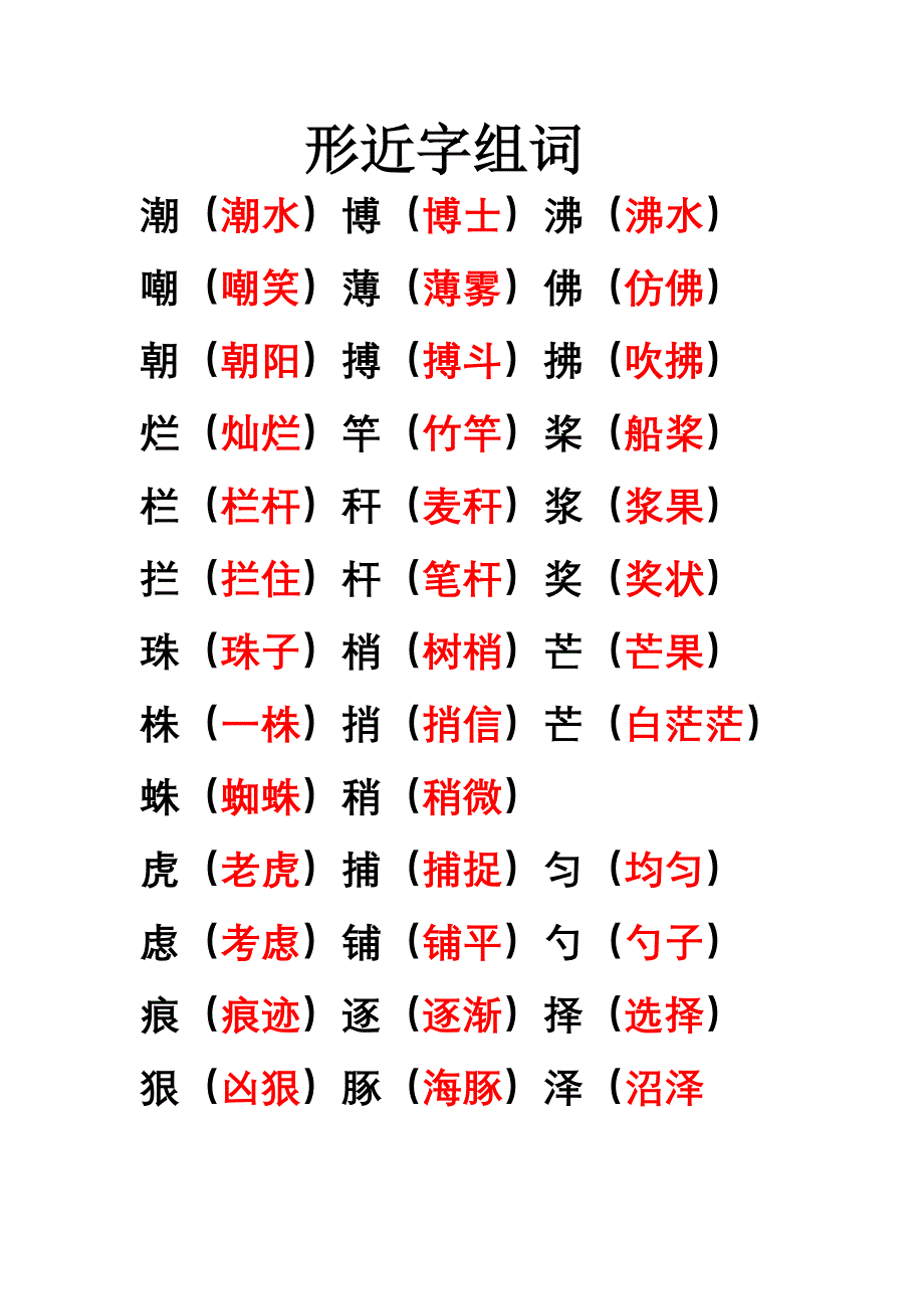 形近字、多音字组词_第1页