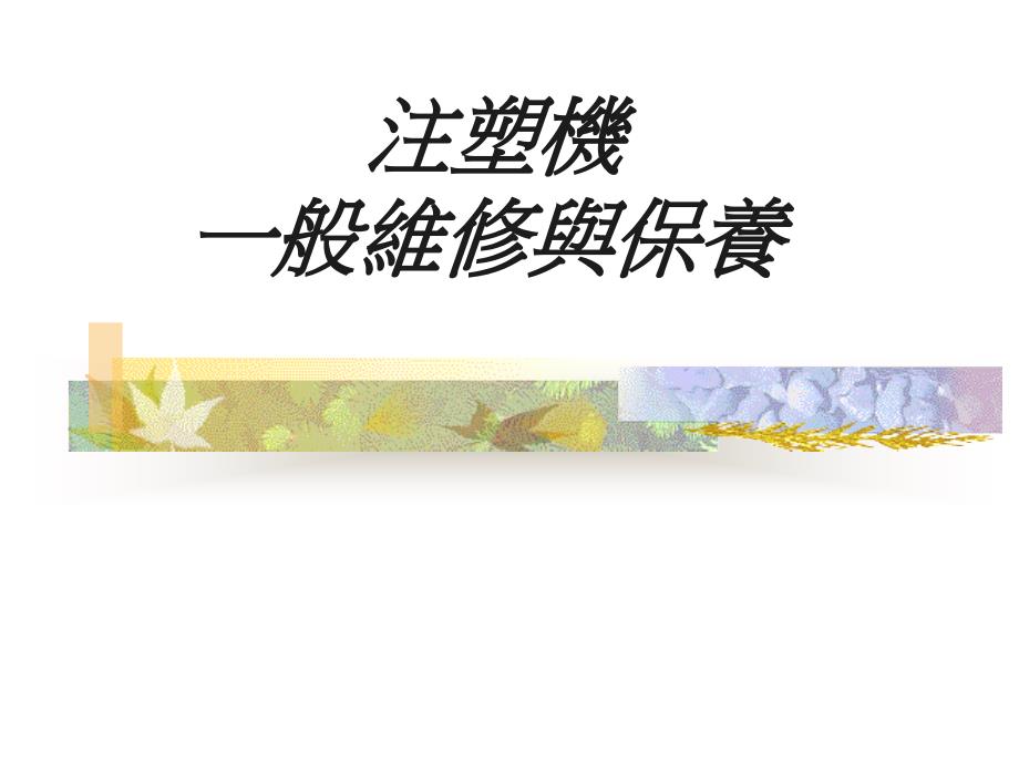 注塑机一般维修与保养_第1页