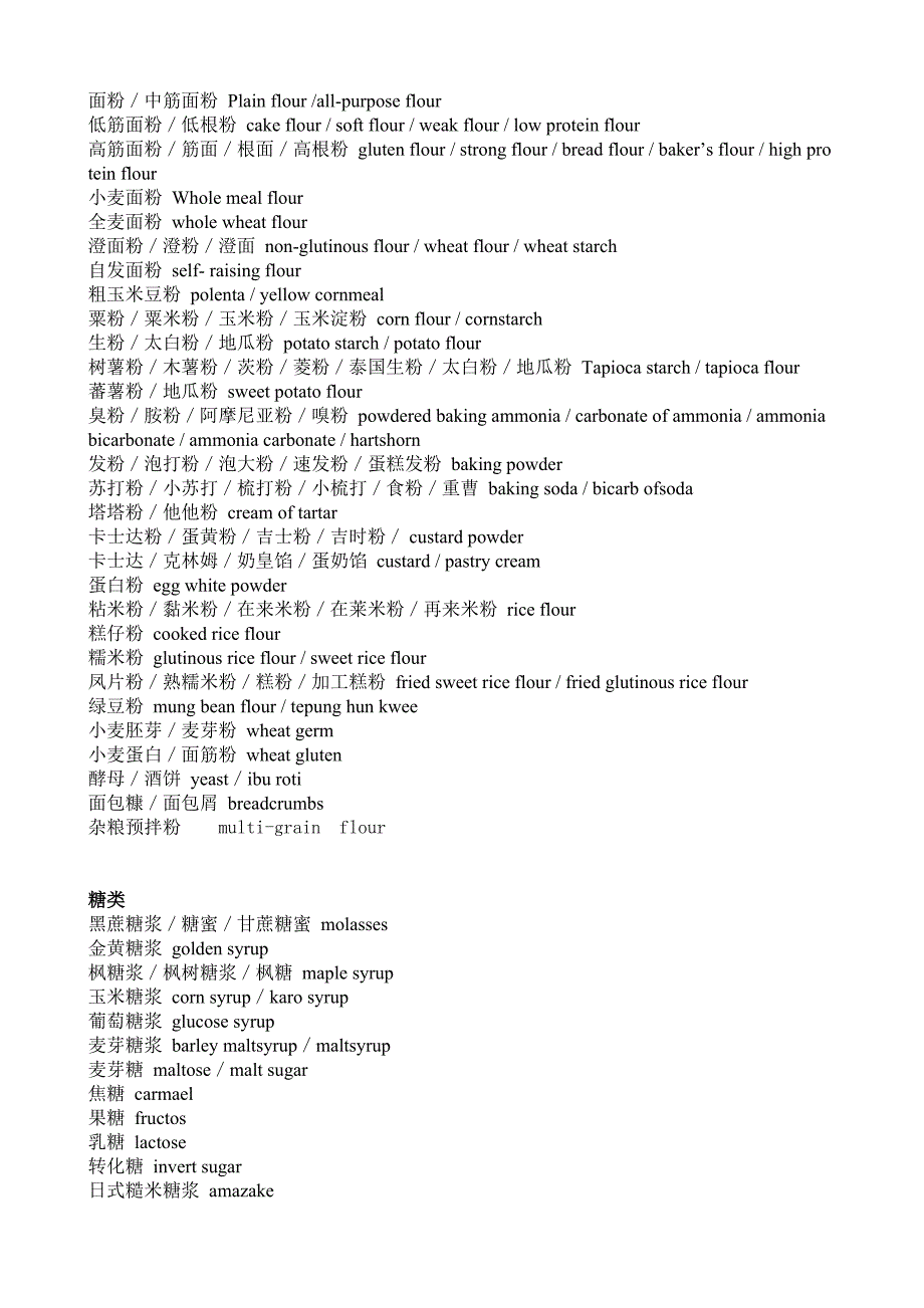 面食制作原料相关英文_第1页